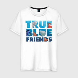 Футболка хлопковая мужская True Blue Friends, цвет: белый