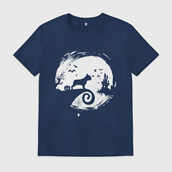 Футболка хлопковая мужская Полнолуние Французский бульдог, цвет: тёмно-синий