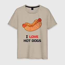 Футболка хлопковая мужская Love HOT DOGS, цвет: миндальный