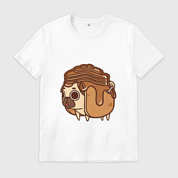 Футболка хлопковая мужская Блинный мопс, цвет: белый