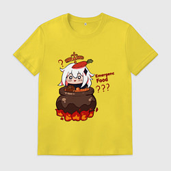 Футболка хлопковая мужская Genshin Impact Paimon food, цвет: желтый