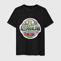 Футболка хлопковая мужская Азербайджан, цвет: черный