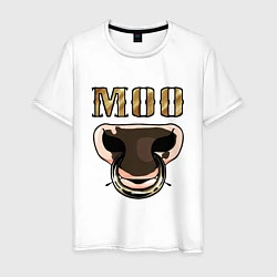 Футболка хлопковая мужская Bull Moo, цвет: белый