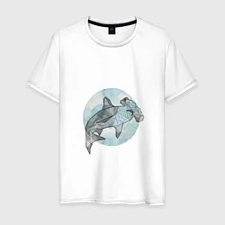 Футболка хлопковая мужская Акула-молот, цвет: белый