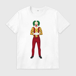 Футболка хлопковая мужская Страшный клоун, цвет: белый