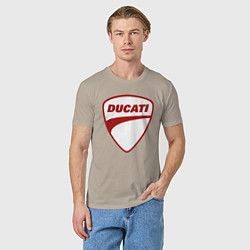 Футболка хлопковая мужская Ducati Logo Дукати Лого Z, цвет: миндальный — фото 2