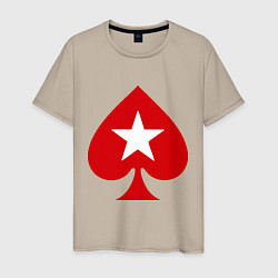 Футболка хлопковая мужская Покер Пики Poker Stars, цвет: миндальный