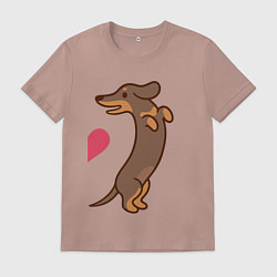 Футболка хлопковая мужская Такса, цвет: пыльно-розовый
