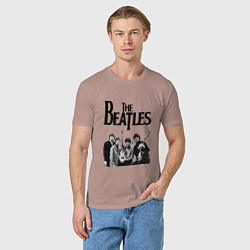 Футболка хлопковая мужская The Beatles, цвет: пыльно-розовый — фото 2