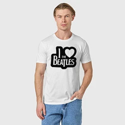 Футболка хлопковая мужская I love Beatles - Я люблю Битлз, цвет: белый — фото 2