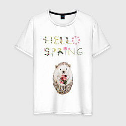 Футболка хлопковая мужская Hello,Spring!, цвет: белый