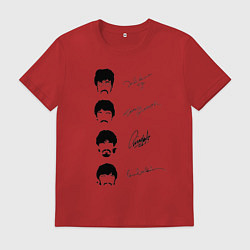 Футболка хлопковая мужская The Beatles автографы, цвет: красный