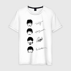 Футболка хлопковая мужская The Beatles автографы, цвет: белый
