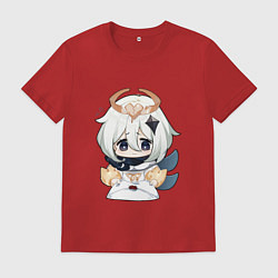 Футболка хлопковая мужская Признание Паймон, цвет: красный