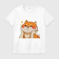 Футболка хлопковая мужская Сиба Ину Милые Щечки, цвет: белый