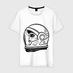 Футболка хлопковая мужская Космонавт пришелец, цвет: белый