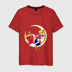 Футболка хлопковая мужская Sailor Moon, цвет: красный