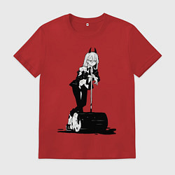 Футболка хлопковая мужская Человек бензопила Пауэр, цвет: красный