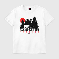 Футболка хлопковая мужская Sakhalin forever, цвет: белый