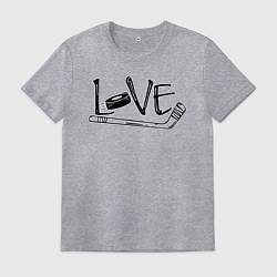 Футболка хлопковая мужская Я люблю хоккей, цвет: меланж