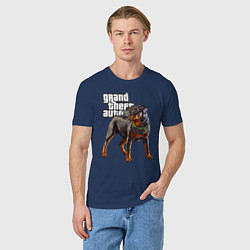 Футболка хлопковая мужская ЧОП - ротвейлер из GTA 5, цвет: тёмно-синий — фото 2