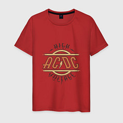 Футболка хлопковая мужская AC DC HIGH VOLTAGE, цвет: красный