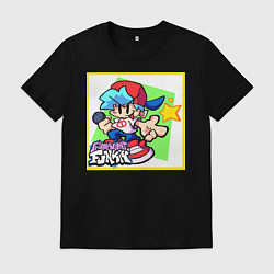 Футболка хлопковая мужская Friday Night Funkin Boyfriend, цвет: черный