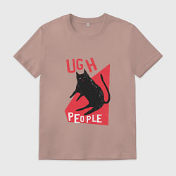 Футболка хлопковая мужская Тьфу Люди Black Cat, цвет: пыльно-розовый