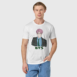 Футболка хлопковая мужская BTS anime style, цвет: белый — фото 2