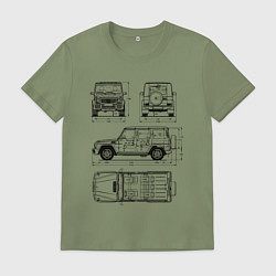 Футболка хлопковая мужская MERCEDES-BENZ G-CLASS СХЕМА, цвет: авокадо