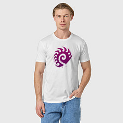 Футболка хлопковая мужская Zerg logo Purple, цвет: белый — фото 2