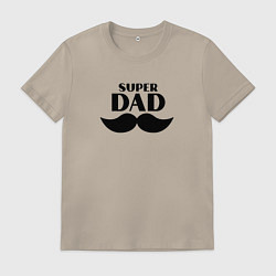 Футболка хлопковая мужская Супер Папа, цвет: миндальный