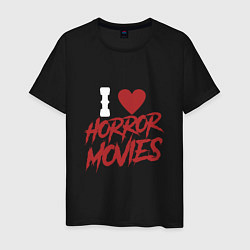 Футболка хлопковая мужская I Love Horror Movies, цвет: черный