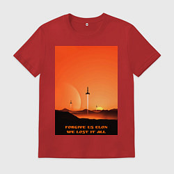 Футболка хлопковая мужская Илон прости нас, цвет: красный