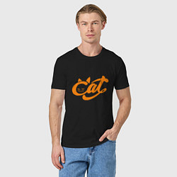 Футболка хлопковая мужская Кот - Cat, цвет: черный — фото 2