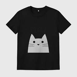 Футболка хлопковая мужская Котик - Мяу, цвет: черный