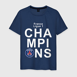 Футболка хлопковая мужская PSG CHAMPIONS, цвет: тёмно-синий