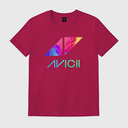 Футболка хлопковая мужская AVICII RAIBOW, цвет: маджента