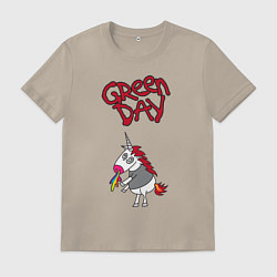 Футболка хлопковая мужская Green Day Unicorn, цвет: миндальный