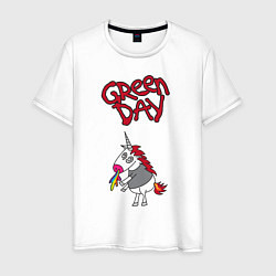 Футболка хлопковая мужская Green Day Unicorn, цвет: белый