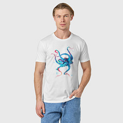 Футболка хлопковая мужская Осьминог акварель, цвет: белый — фото 2