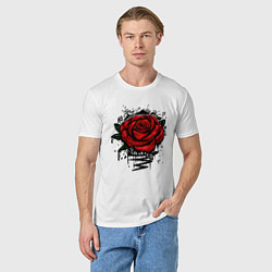 Футболка хлопковая мужская Красная Роза Red Rose, цвет: белый — фото 2