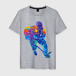 Футболка хлопковая мужская Хоккеист, цвет: меланж