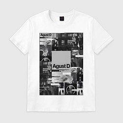 Футболка хлопковая мужская Agust D, цвет: белый