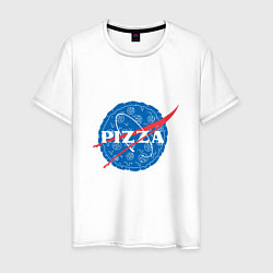 Футболка хлопковая мужская NASA Pizza, цвет: белый