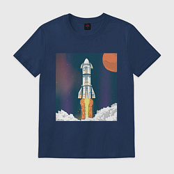 Футболка хлопковая мужская Запуск ракеты Atlas Атлас V, цвет: тёмно-синий