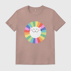 Футболка хлопковая мужская Smiling Cat, цвет: пыльно-розовый