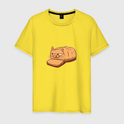 Футболка хлопковая мужская Кот хлеб - Bread Cat, цвет: желтый