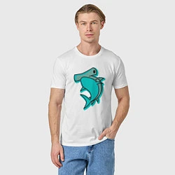 Футболка хлопковая мужская Акула молот, цвет: белый — фото 2
