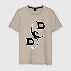 Футболка хлопковая мужская D&D Dragon, цвет: миндальный